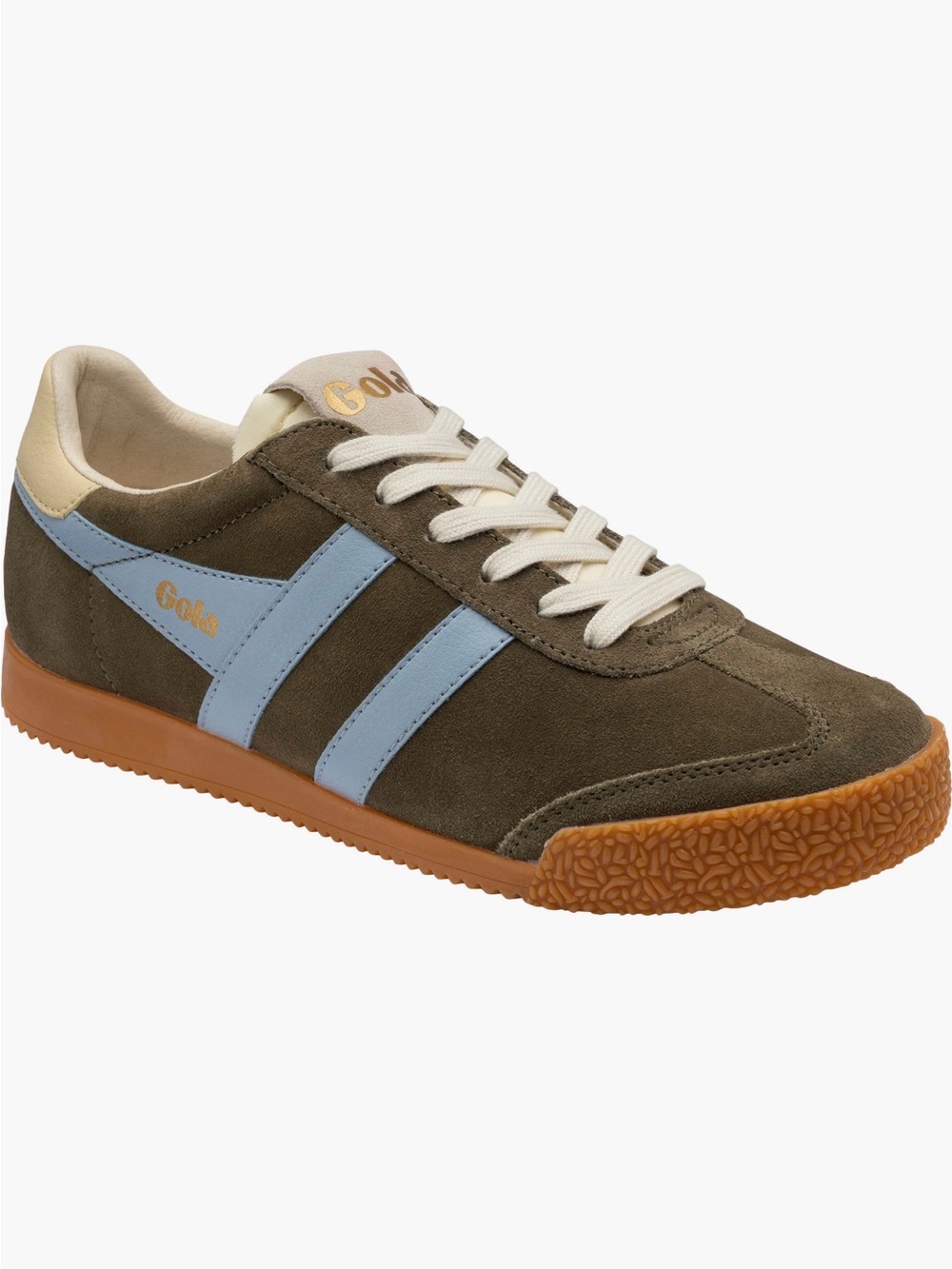 Gola Women’s Khaki/Air/Buttermilk Suede Sneakers with Gum Sole CB